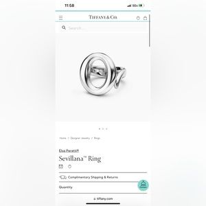 Tiffany Sevillana Silver Ring size 6